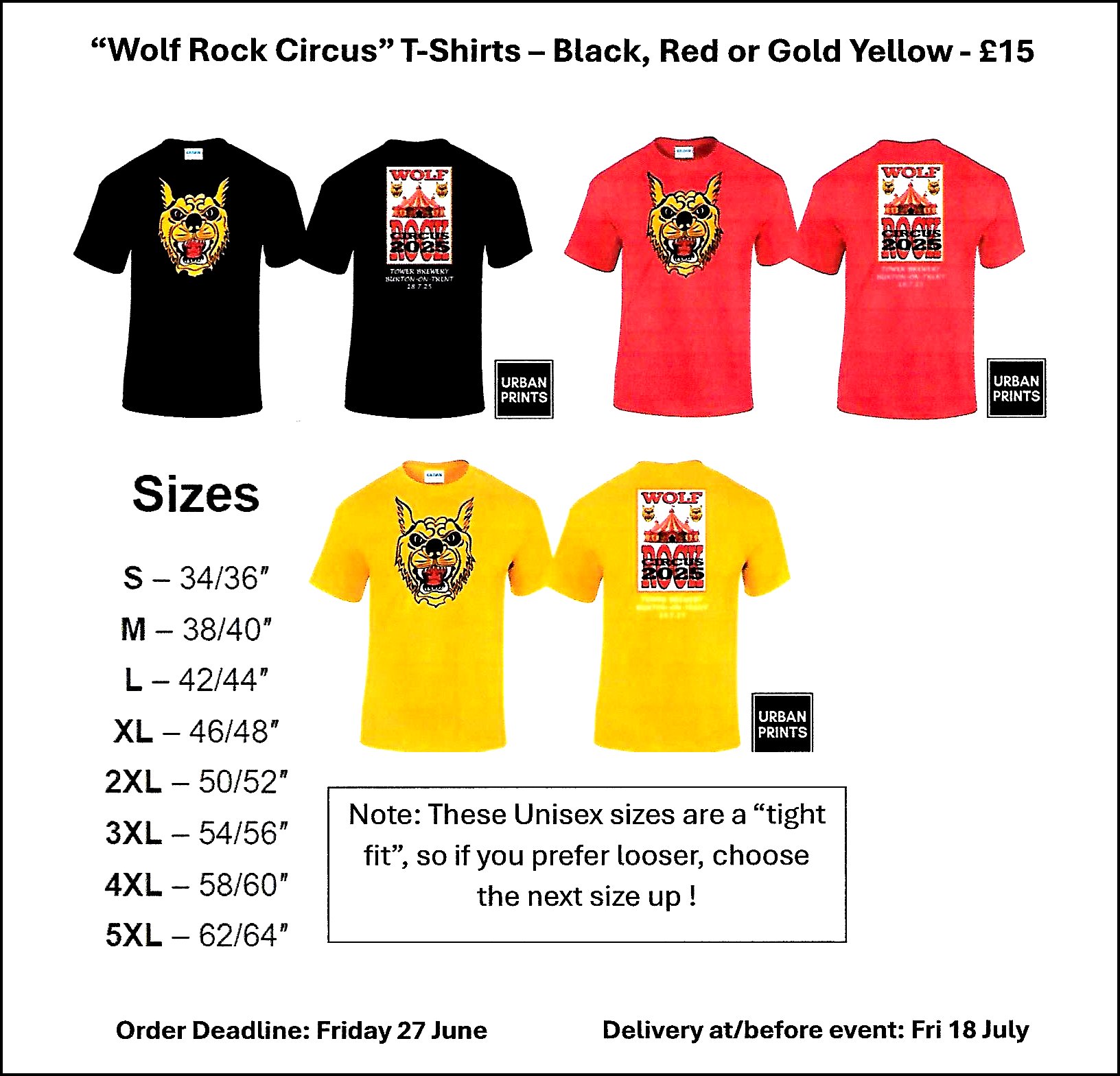 WOLF 2025 Rock Circus band t-shirts